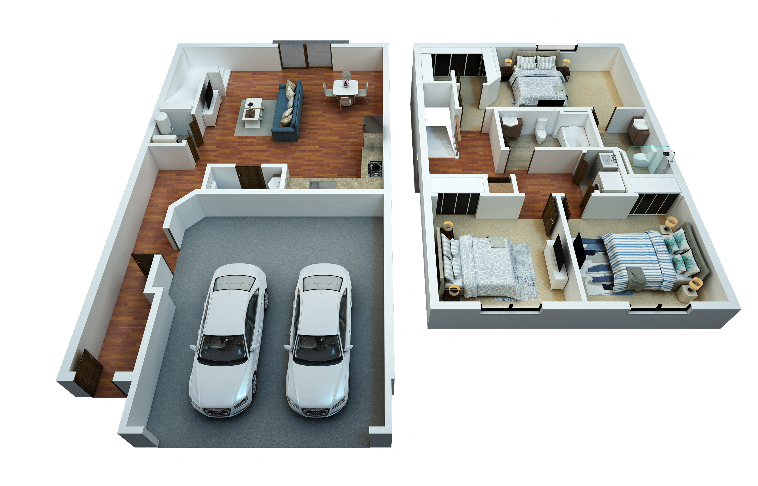 Floor plan for 3 beds, 2.5 baths, 1548 sqft